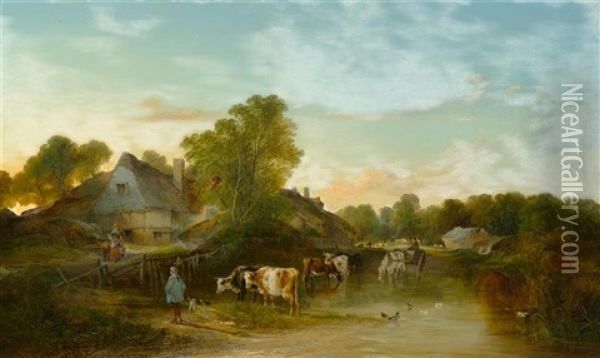 A Farm In The New Forest Oil Painting - Edward Charles Williams