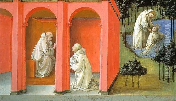 Saint Benedict Orders Saint Maurus to the Rescue of Saint Placidius Oil Painting - Fra Filippo Lippi