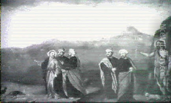 Saint John The Baptist Instructing His Disciples To Follow  Christ Oil Painting - Bonifazio de Pitati