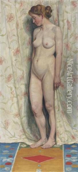 Standing Female Nude Oil Painting - Sigismund Righini