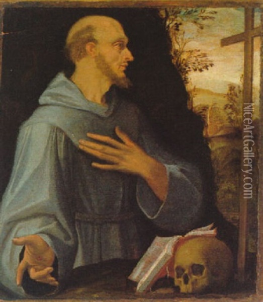 San Francesco In Einer Landschaft Oil Painting - Jacopo di Paride Parisati da Montagnana