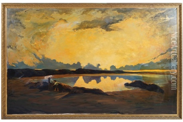 Evening In Malahide Oil Painting - Nathaniel Hone the Elder
