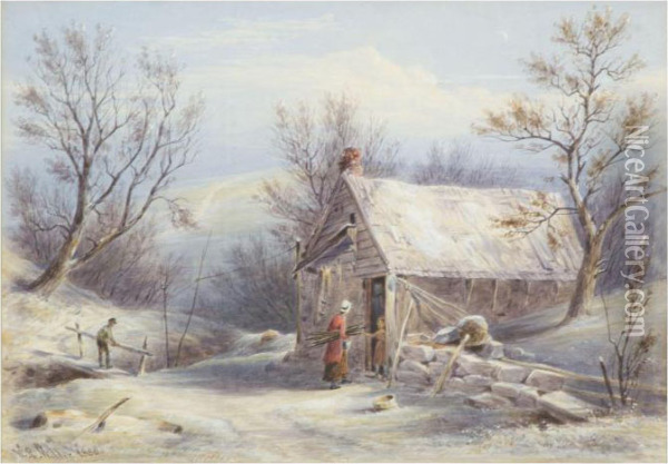 An Ulster County Shanty In Winter Oil Painting - William Rickarby Miller