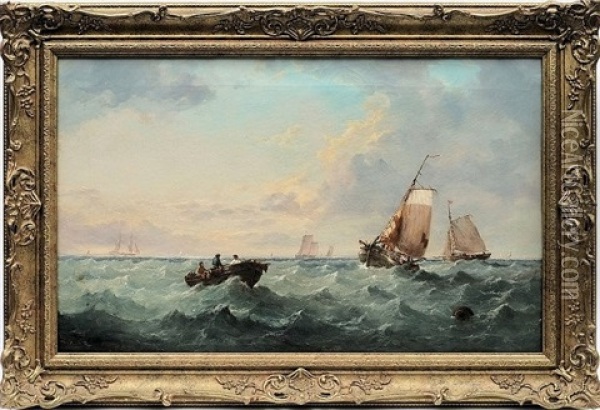 Shipping In A Bay Oil Painting - John Wilson