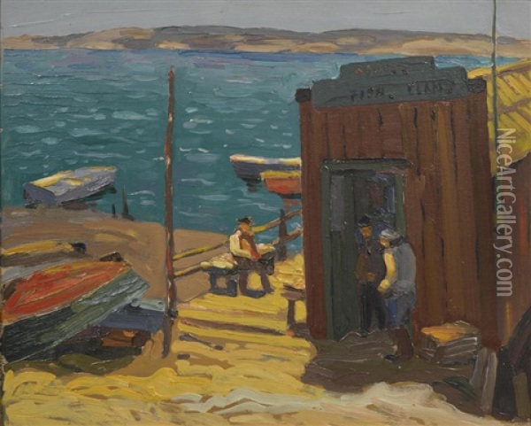 San Diego Docks, Pt. Loma Oil Painting - John Christopher Smith