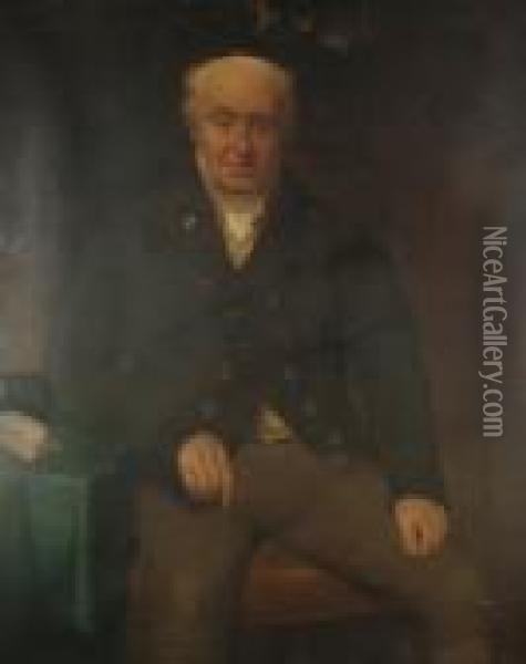 Portrait Of A Gentleman Seated Thought To Show Thomas Collins Esq. Oil Painting - Sir William Beechey