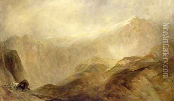 Snowdon Oil Painting - Henry Clarence Whaite