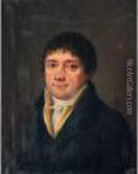 Portrait D'homme.
 27x21,5 Cm Oil Painting - Henri Nicolas Van Gorp