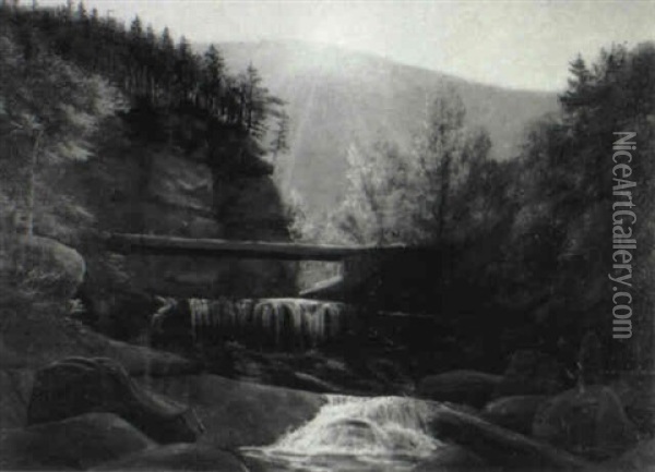 Mountain River Oil Painting - Thomas William Marshall