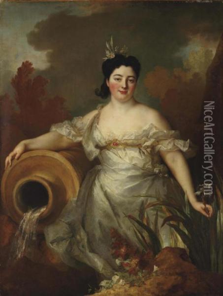 Portrait De Femme En Source Oil Painting - Nicolas de Largillierre