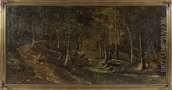 Landscape With Artist Oil Painting - Christopher H. Shearer