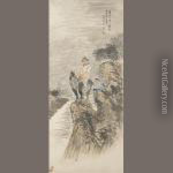 Figure On Horseback Oil Painting - Ren Yi
