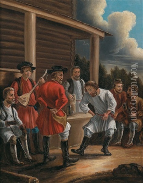 Tanzende Russische Bauern Oil Painting - Aleksandr Osipovich Orlovsky