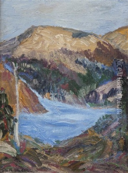Mountain Landscape With Lake Oil Painting - George Matthew Bruestle