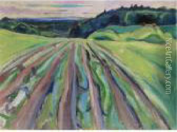 Property From A Private Norwegian Collection
 

 
 
 

 
 Fields At Ekely Oil Painting - Edvard Munch