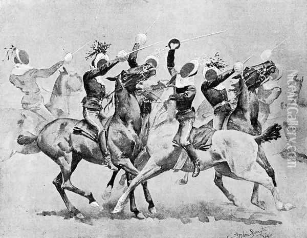 Sketches at the Circus of Troop 'A' Oil Painting - Frederic Remington