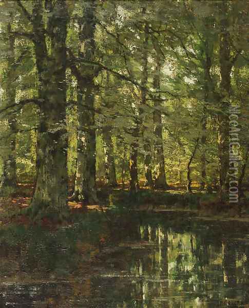 A forest pond Oil Painting - Arnold Marc Gorter
