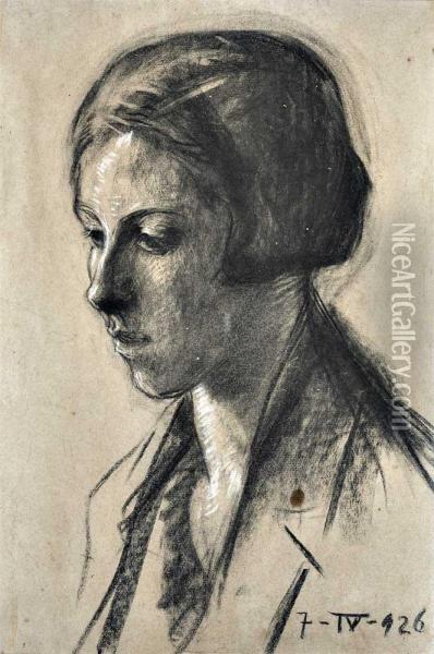Retrato De Senhora Oil Painting - Antonio Carneiro