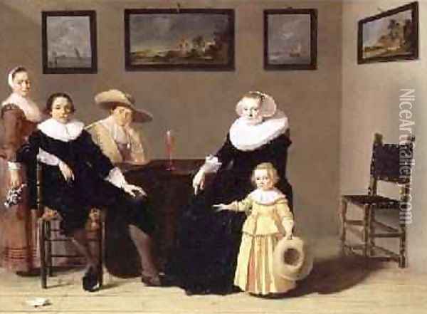 Dutch Family in an Interior 1634 Oil Painting - Jan Olis