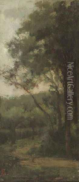 A woodland track Oil Painting - Robert Labrooke