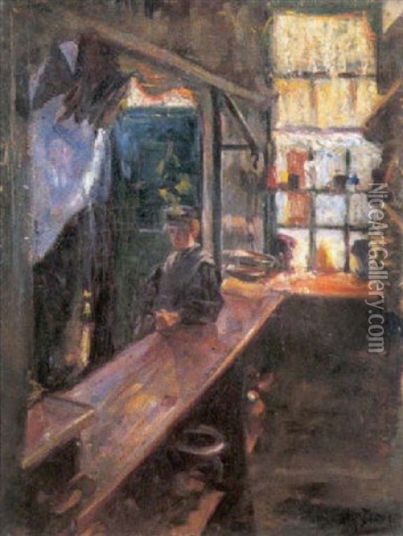 In De Kruidenierszaak Oil Painting - Armand Gustave Gerard Jamar