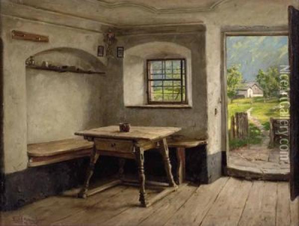 Bauernstube In Grosgmain Oil Painting - Emil Rau