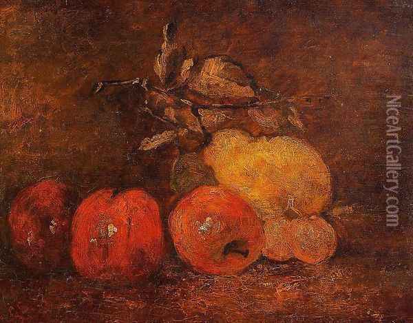 Still Life with Pears and Apples Oil Painting - Gustave Courbet