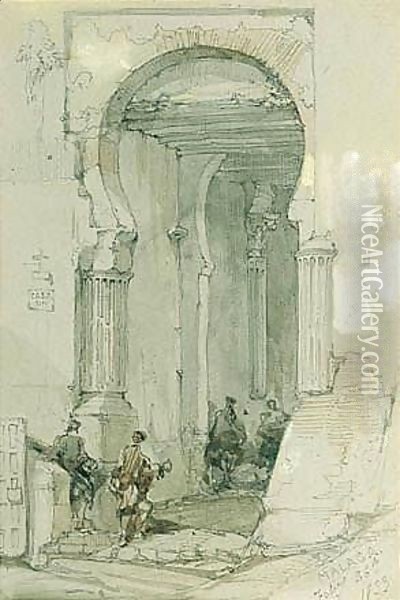 A Moorish Arch, Malaga Oil Painting - David Roberts