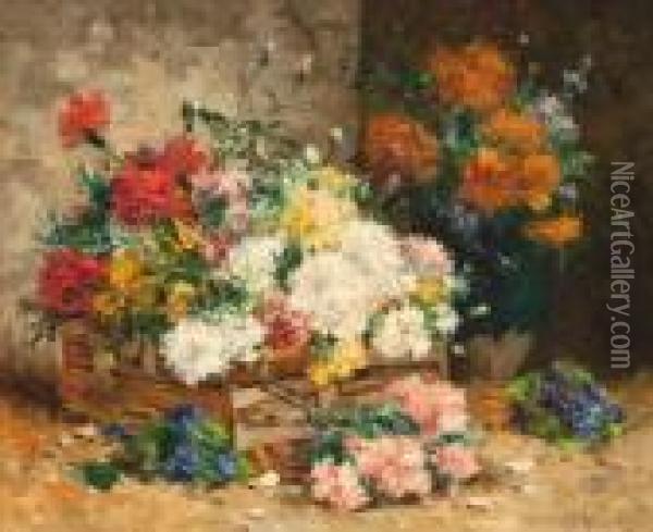 Nature Morte Aux Fleurs Oil Painting - Eugene Henri Cauchois