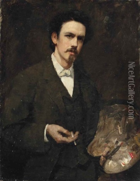 Portrait Of Sir James Jebusa Shannon (1862-1923) Oil Painting - Frank Markham Skipworth