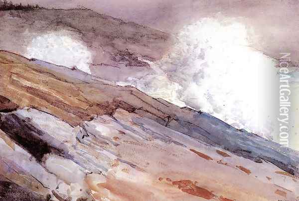 Surf on Cliffs Oil Painting - Winslow Homer