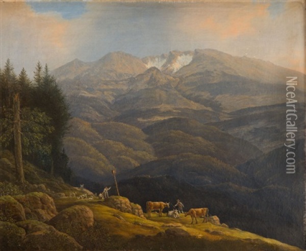 View On Sniezne Kotly Oil Painting - Gustav Meissner