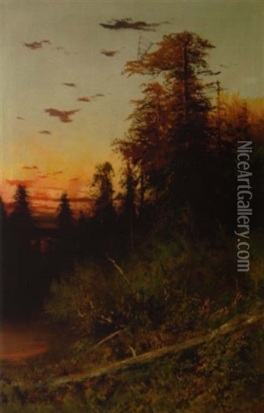 Sunset At Lake Tahoe Oil Painting - Frederick Ferdinand Schafer