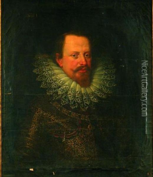 Portrait Of A Gentleman In Armor With A Medallion Of The Order Of The Golden Fleece Oil Painting - Justus Sustermans