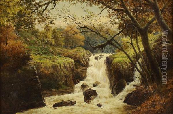 Falls Of Machna, North Wales Oil Painting - William Henry Mander