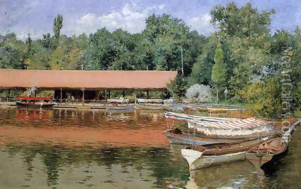 Boat House Prospect Park Oil Painting - William Merritt Chase