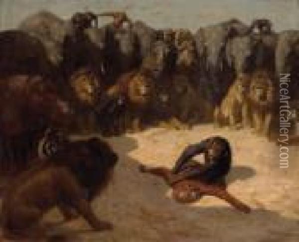 Streitende Affen Inmitten Von Afrikanischen Wildtieren Oil Painting - Gabriel Cornelius Von Max