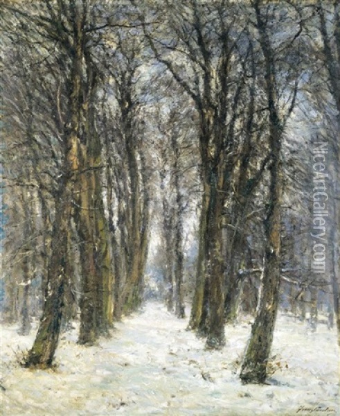 Le Bois Sous La Neige Oil Painting - Franz Courtens
