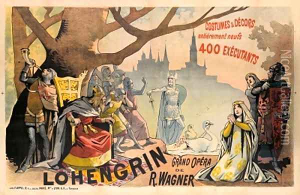 Poster advertising Wagners Lohengrin Oil Painting - Alfred Choubrac