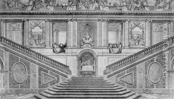 Escalier des Ambassadeurs in Versailles Oil Painting - Louis de Surgis (see Surugue)