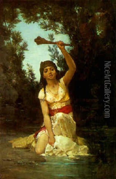 Femme Du Douar A La Riviere Oil Painting - Gustave Achille Guillaumet