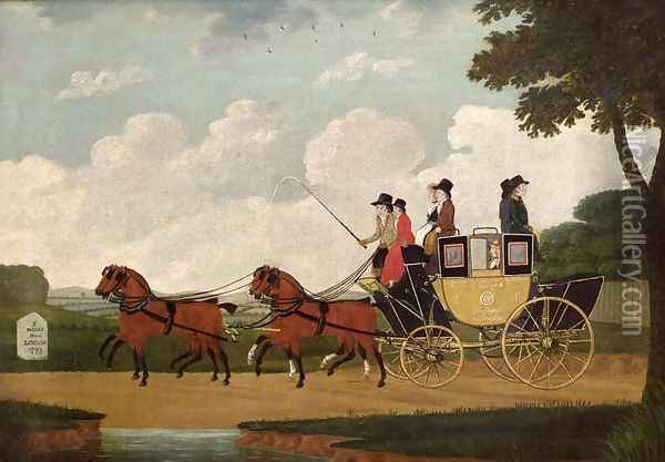 The Royal Mail Coach, Chelmsford to London, 1799 Oil Painting - John Cordrey