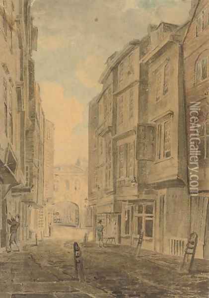 Butchers Row and Temple Bar, London Oil Painting - Edward Dayes