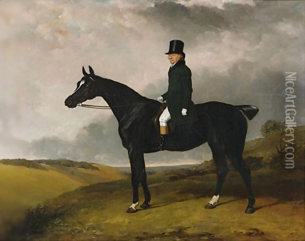 Daniel Haigh, Master Of The Old Surrey And Burstow Hunt On His Horse Kitten Oil Painting - Abraham Cooper