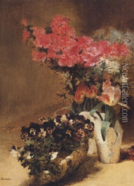 Bouquets De Fleurs Oil Painting - Fernand Cormon
