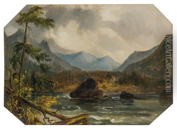 Cascade Mountains And Cascades Oil Painting - John Mix Stanley