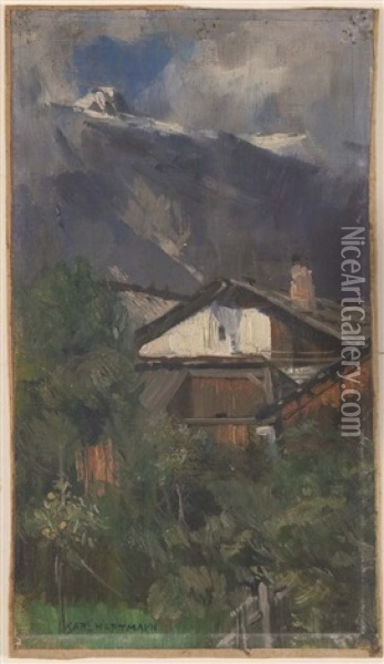Bauernhaus Im Gebirge Oil Painting - Karl Hartmann