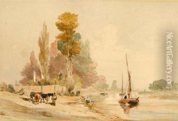 The Thames At Staines Oil Painting - Thomas Miles Richardson