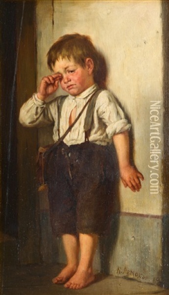 An Offended Boy Oil Painting - Kirill Vikentevich Lemokh