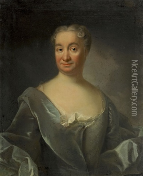 Portratt Av Friherrinnan Hedvig Charlotta Fleetwood - Midjebild Oil Painting - Johann Henrik Scheffel